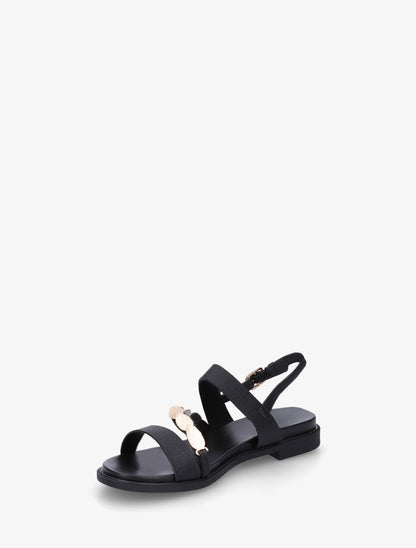 Nu-pieds en simili à bijou feuilles - Noir - 3