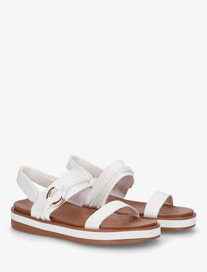 Sandales plates à boucle métallique fantaisie - Blanc - 4