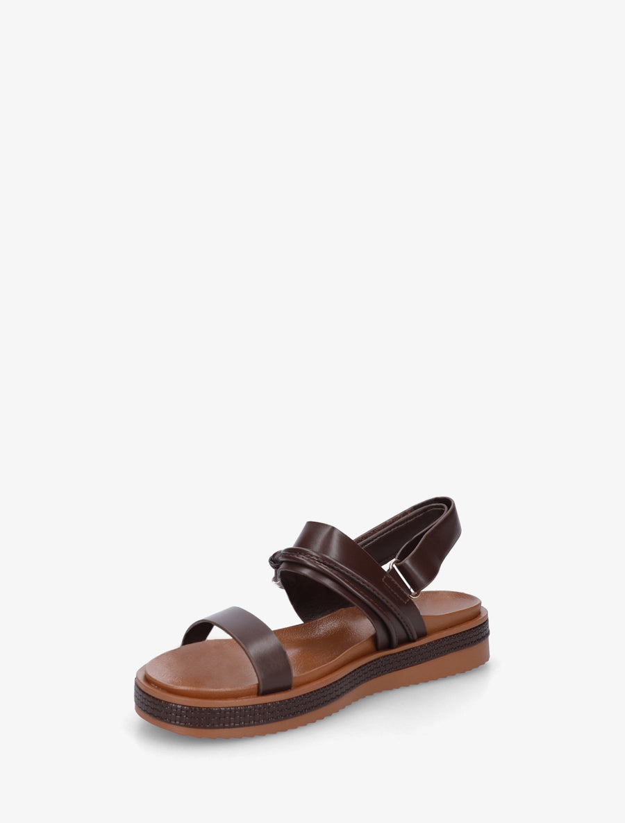 Sandales plates à boucle métallique fantaisie - Marron - 3