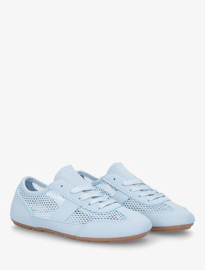 Baskets en simili et tissu ajouré - Bleu ciel - 4