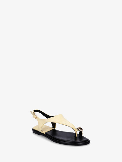 Nu-pieds en suédine à entredoigt et bague métallique - Jaune - 2