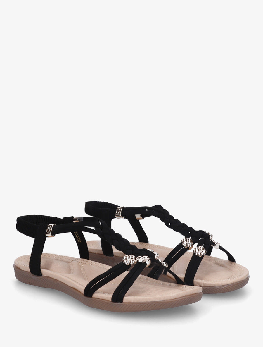 Nu-pieds confort à empiècement bijoux - Noir - 4