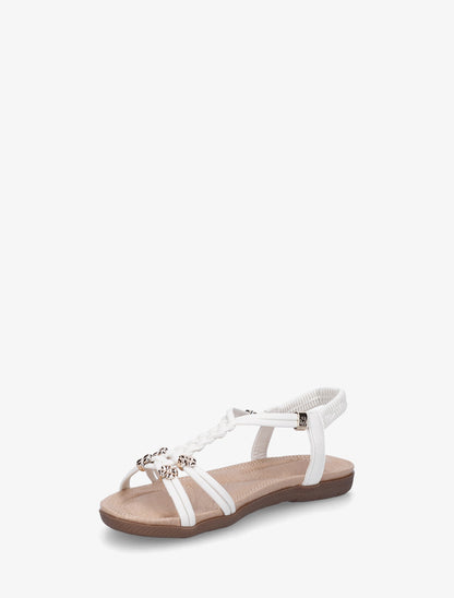 Nu-pieds confort à empiècement bijoux - Blanc - 3