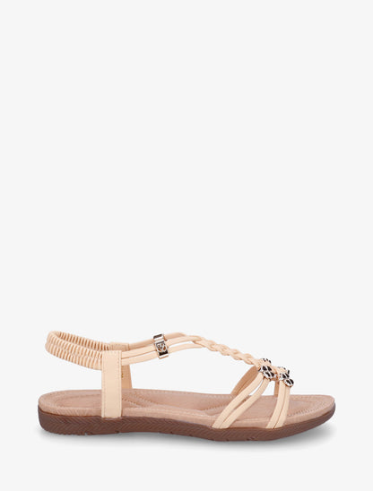 Nu-pieds confort à empiècement bijoux - Rose saumon - 1