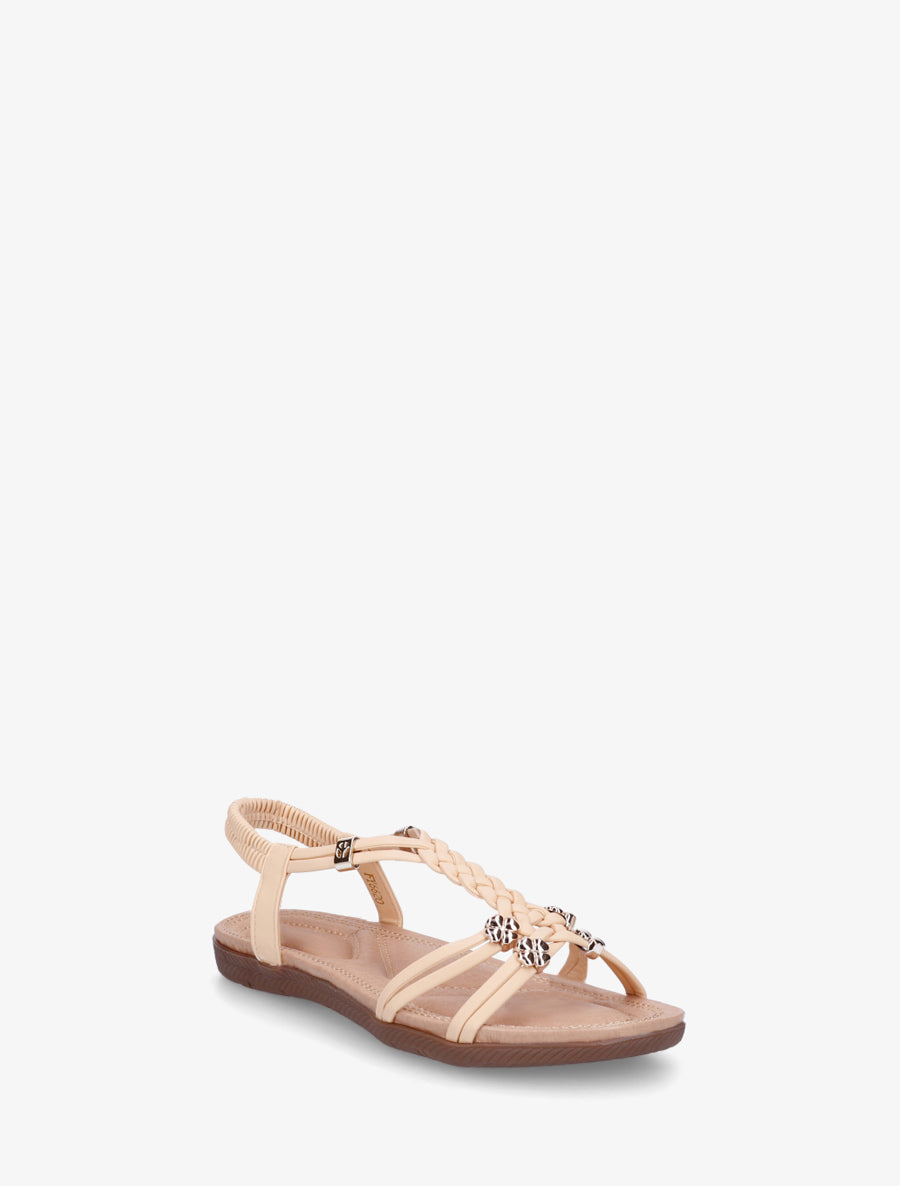 Nu-pieds confort à empiècement bijoux - Rose saumon - 2