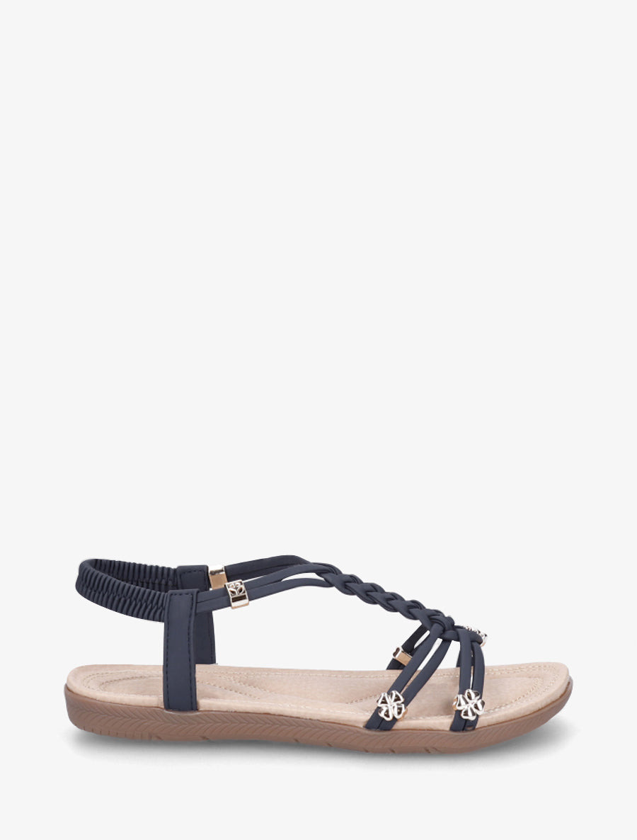 Nu-pieds confort à empiècement bijoux - Marine - 1