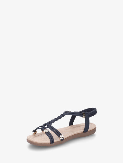 Nu-pieds confort à empiècement bijoux - Marine - 3