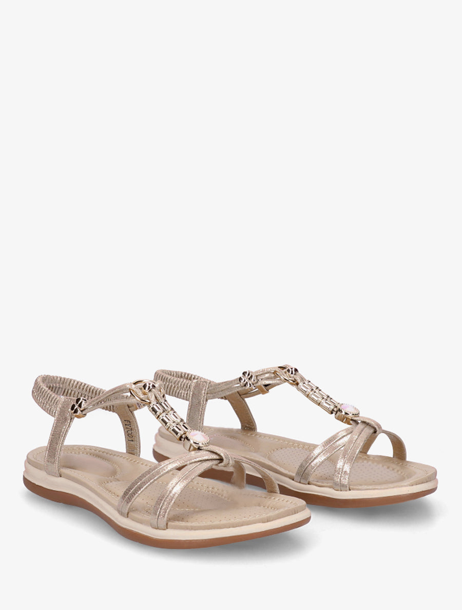 Nu-pieds à empiècement bijoux - Or - 4