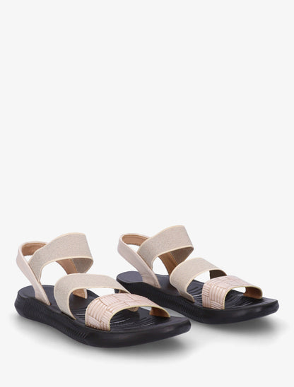 Nu-pieds à brides élastiquées - Beige - 4