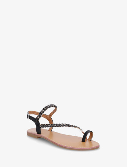 Nu-pieds tressés et irisés à entredoigt - Noir - 2