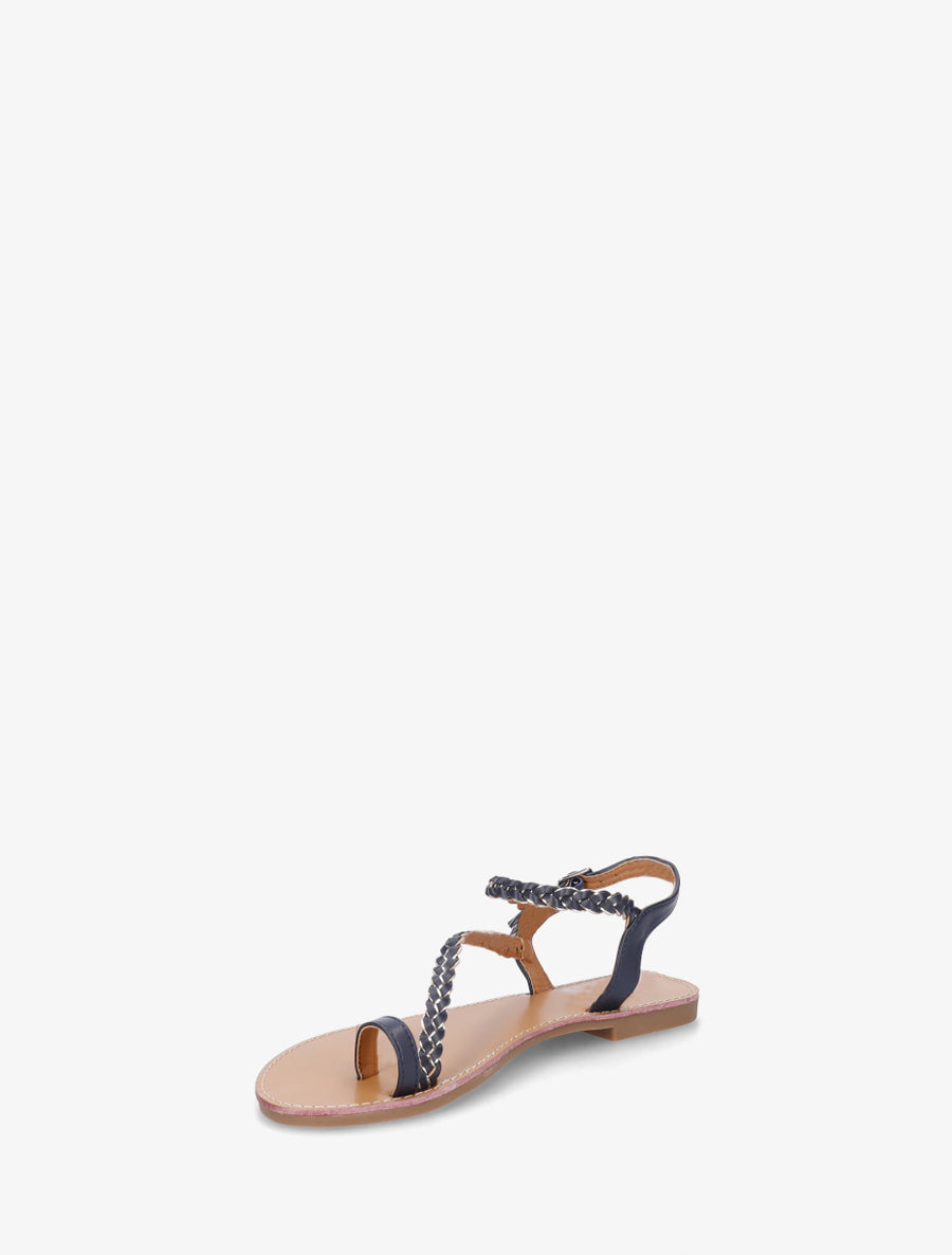 Nu-pieds tressés et irisés à entredoigt - Marine - 3