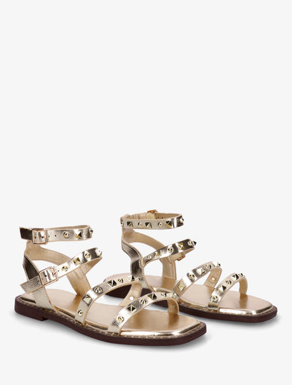 Nu-pieds à multibrides cloutées - Or - 4