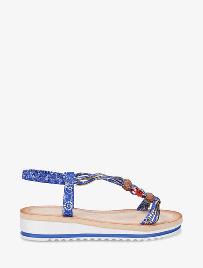 Sandales compensées à cheville élastiquée - Bleu - 1