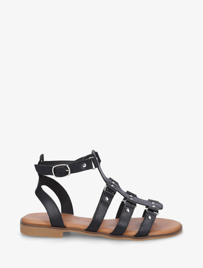 Nu-pieds en simili à clous style spartiates - Noir - 1
