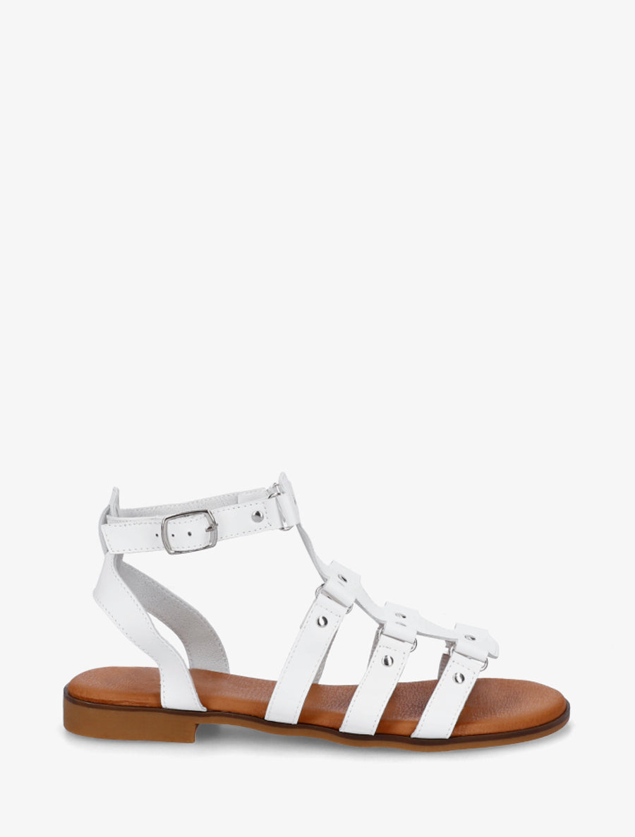 Nu-pieds en simili à clous style spartiates - Blanc - 1