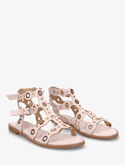 Nu-pieds style spartiates à œillets - Rose - 4