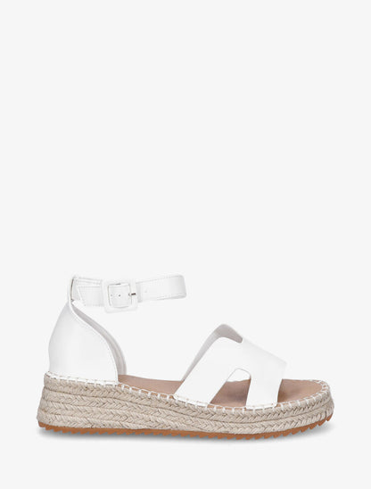 Sandales en simili style espadrilles - Blanc - 1
