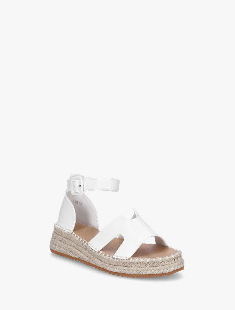 Sandales en simili style espadrilles - Blanc - 2