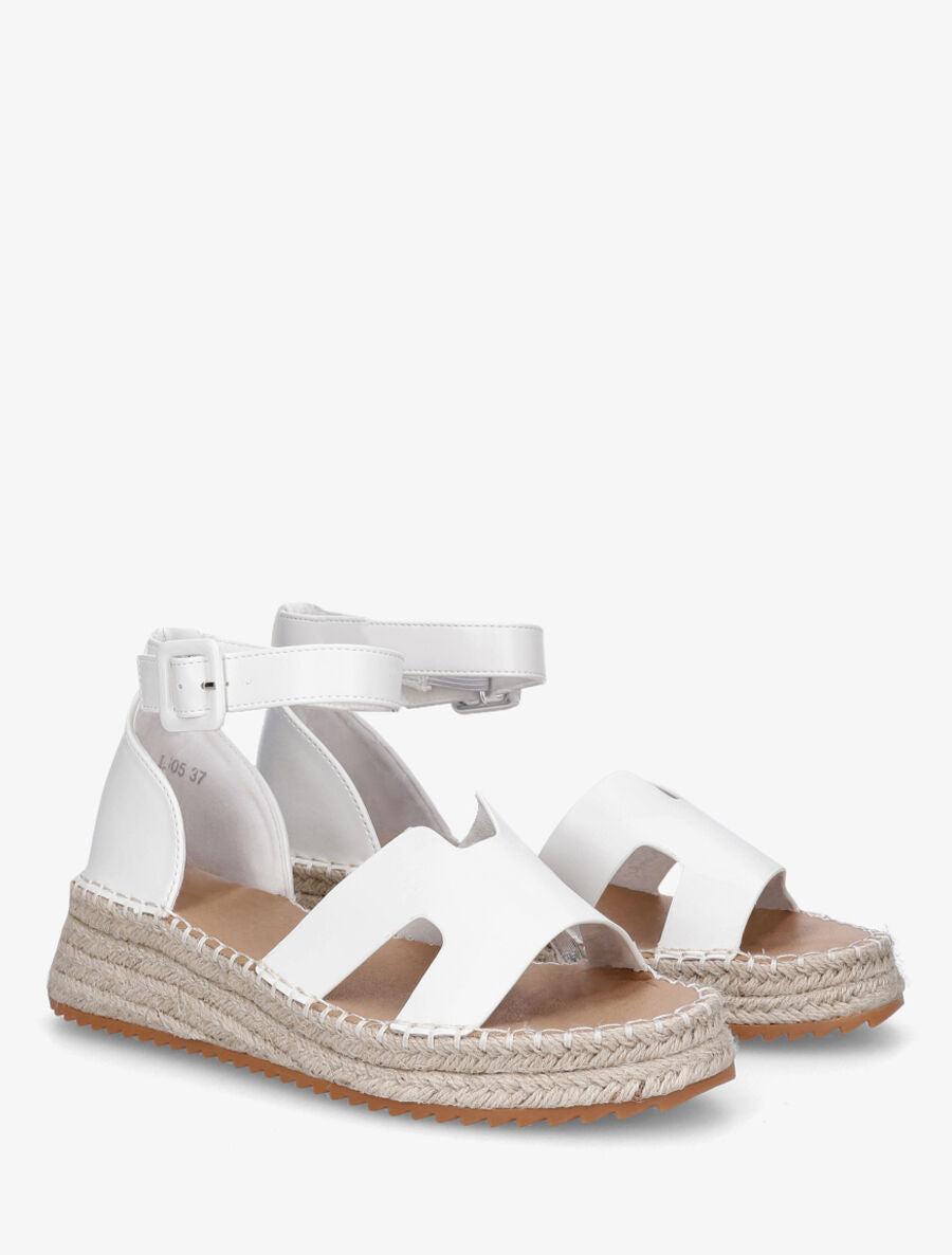 Sandales en simili style espadrilles - Blanc - 4