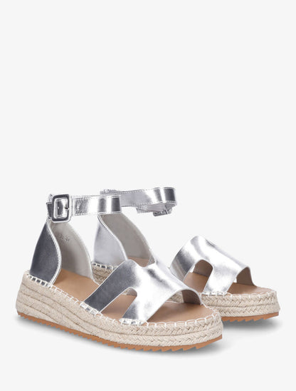 Sandales en simili style espadrilles - Argent - 4