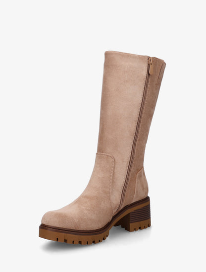 Bottines unies en suédine à zip décoratif - Taupe - 3