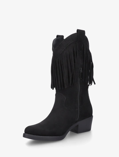 Bottines style santiags à franges - Noir - 3