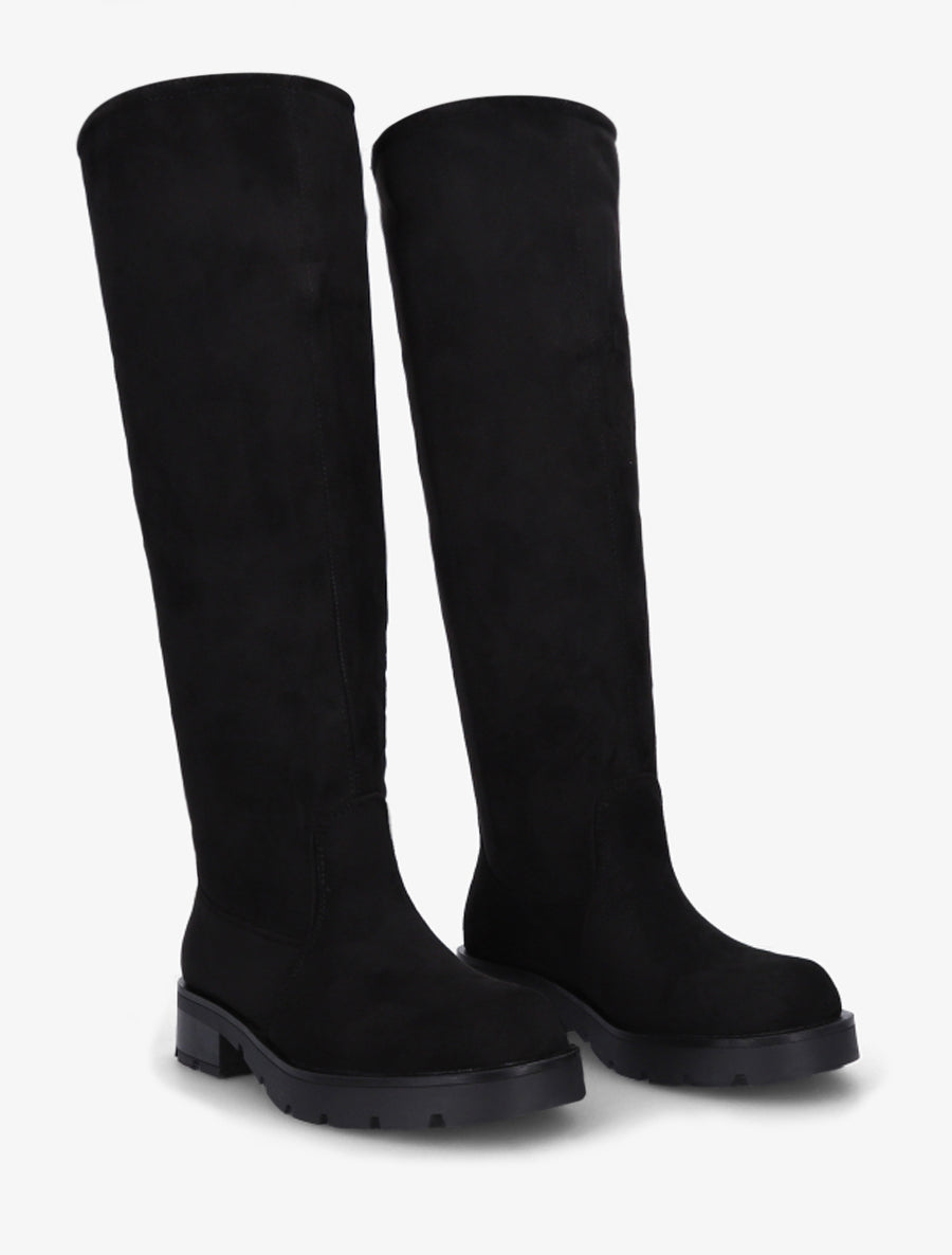 Bottes en suédine unies - Noir - 4