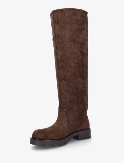 Bottes en suédine unies - Marron - 3