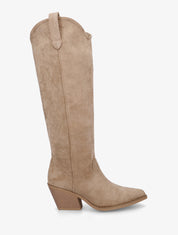 Bottes en suédine style santiag - Taupe - 1