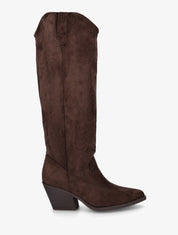 Bottes en suédine style santiag - Marron - 1