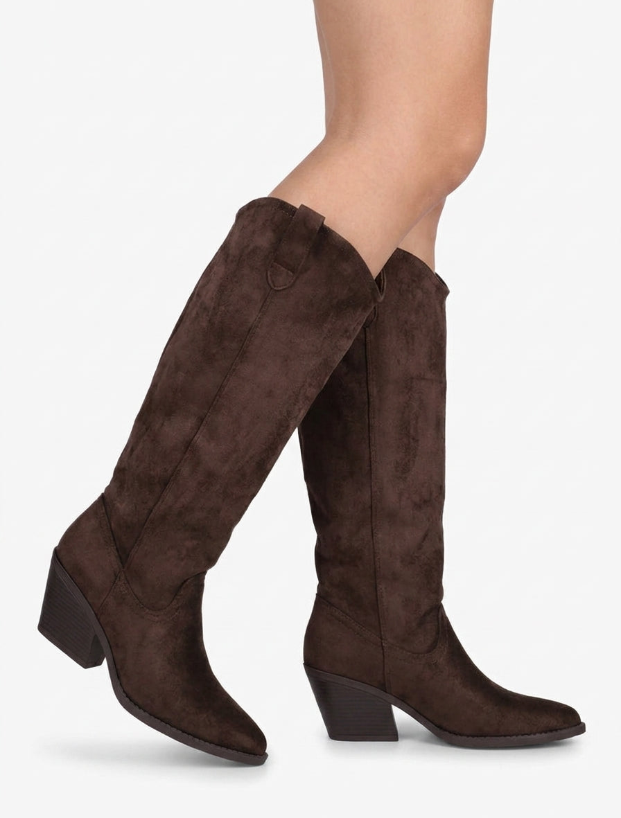 Botas de ante estilo vaquero - Marrón