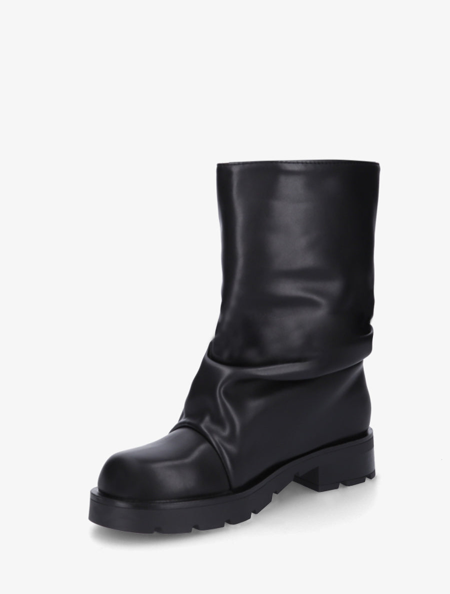 Bottines effet froissé à empiècement métal - Noir - 3