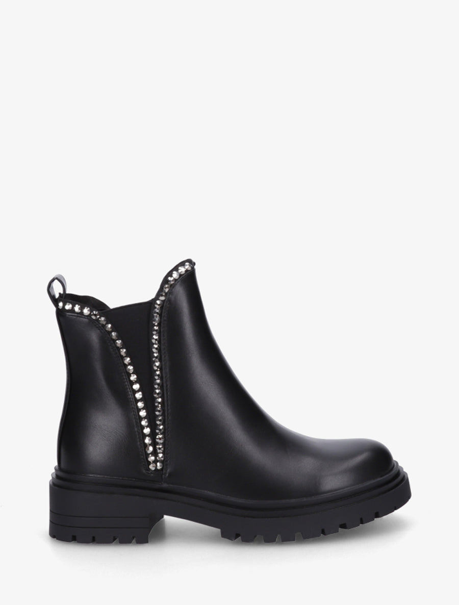 Bottines en simili à strass - Noir - 1