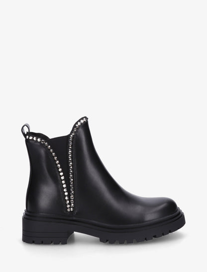 Bottines en simili à strass - Noir - 1