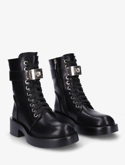Boots style ranger à boucle décorative - Noir - 4