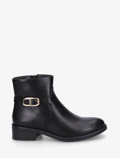 Bottines en simili à boucle métallique - Noir - 1
