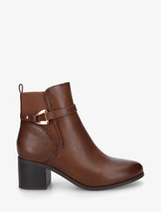Bottines en simili à cheville élastiquée - Camel - 1