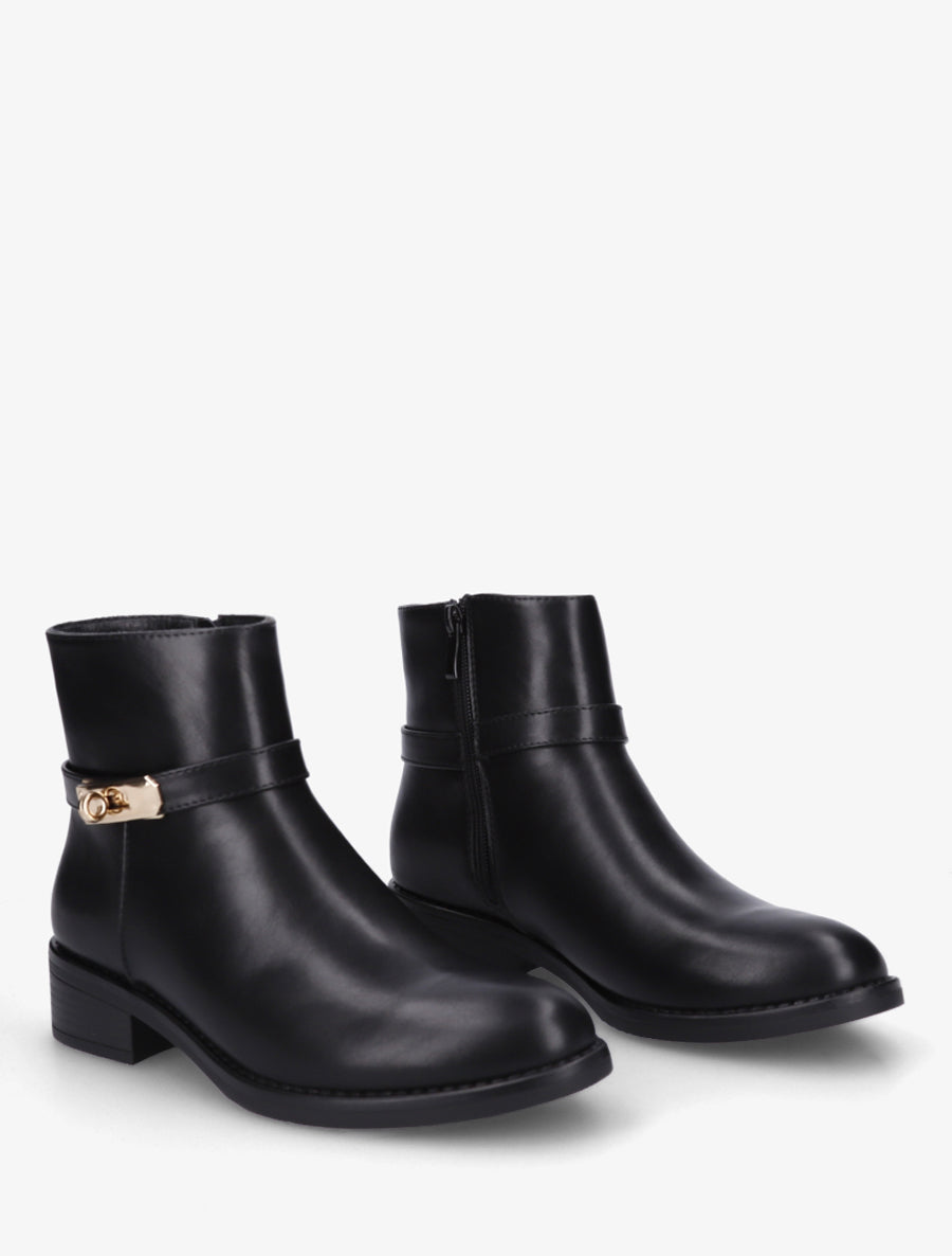 Bottines en simili à boucle décorative - Noir - 4