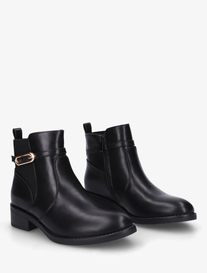 Bottines élastiquées en simili à boucle - Noir - 4