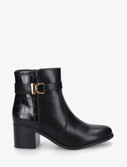 Bottines à contrefort effet croco - Noir - 1