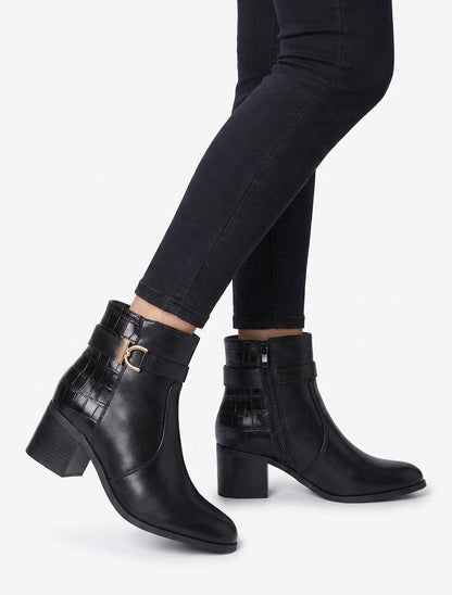 Botines con contrafuerte efecto cocodrilo - Negro