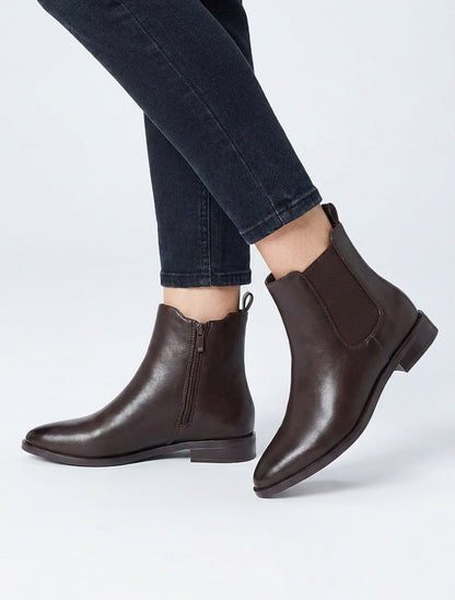 Botines de imitación con punta puntiaguda - Marrón