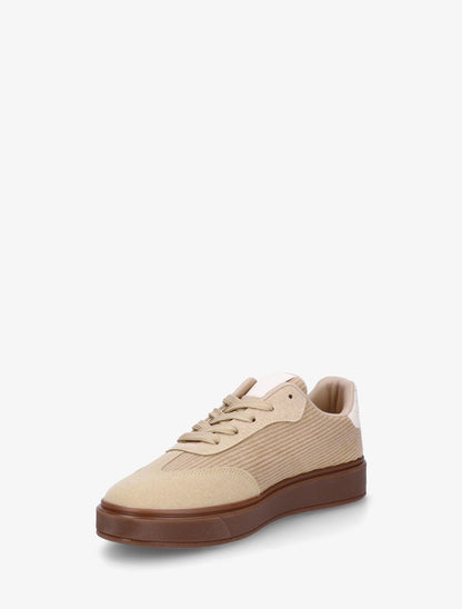 Sneakers à empiècement tissu et bandes contrastantes - Taupe - 3