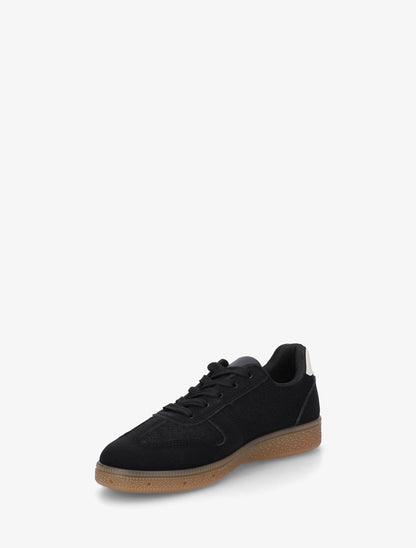 Sneakers à empiècement tissu effet tweed - Noir - 3
