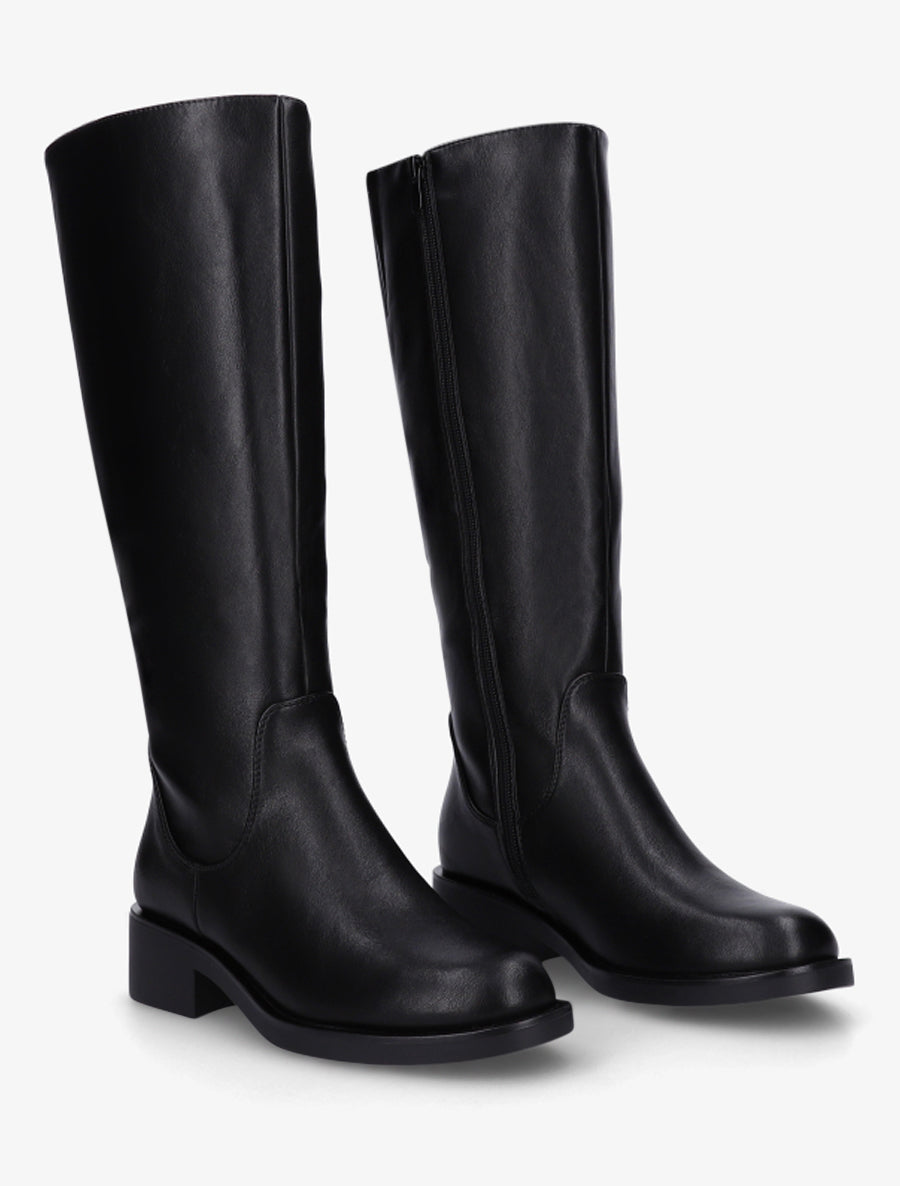 Bottes plates basiques en simili - Noir - 4