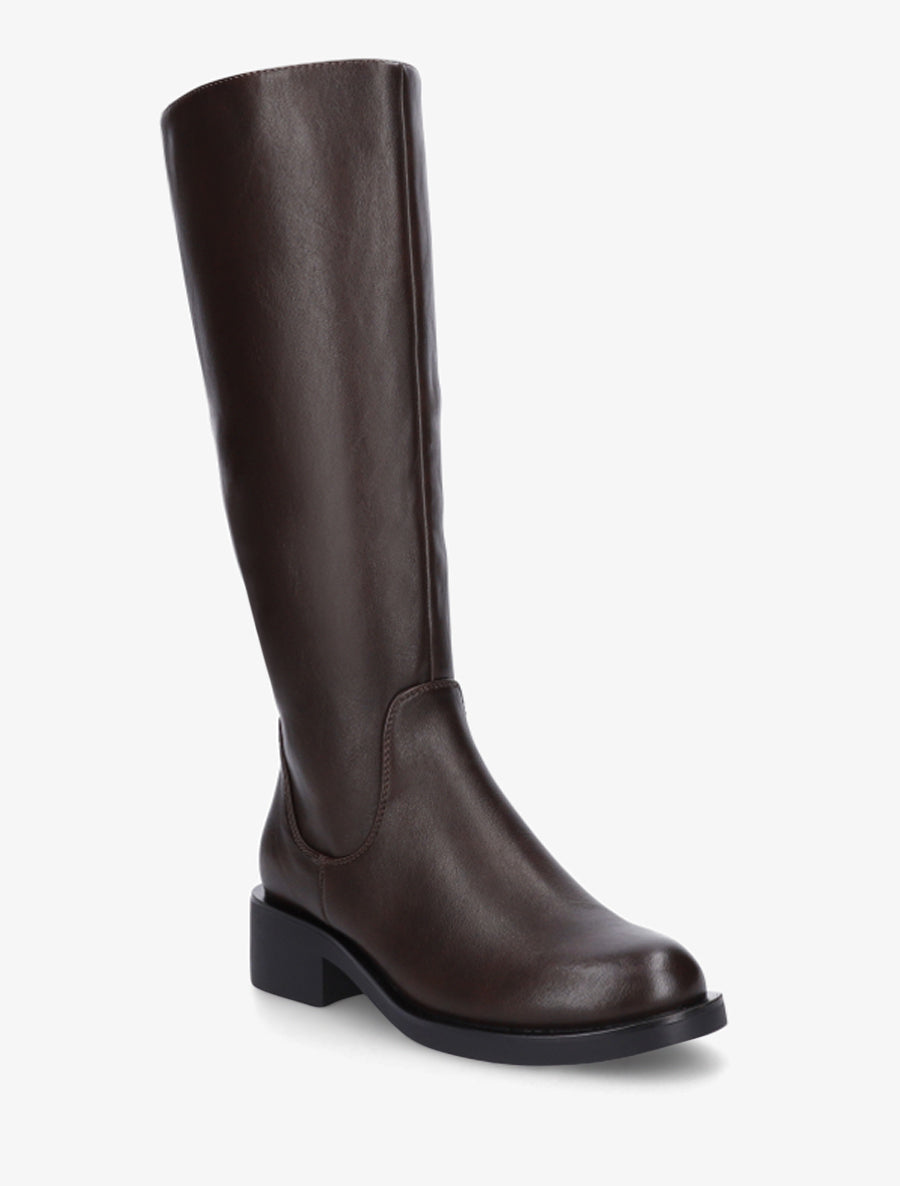 Bottes plates basiques en simili - Marron - 2