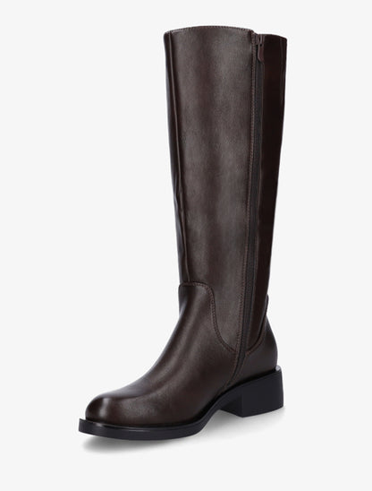 Bottes plates basiques en simili - Marron - 3