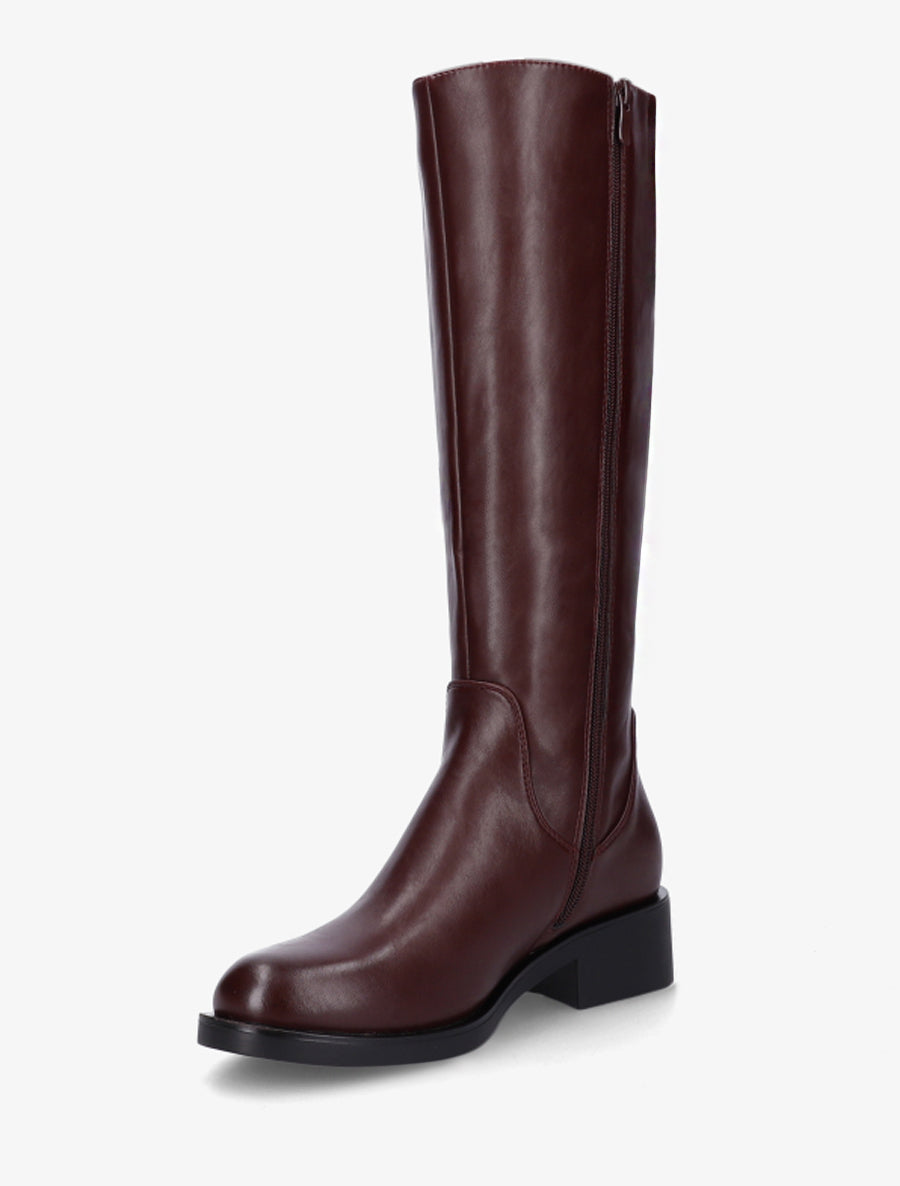 Bottes plates basiques en simili - Bordeaux - 3