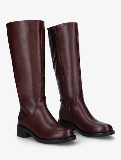 Bottes plates basiques en simili - Bordeaux - 4