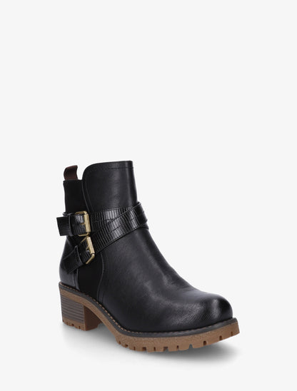 Bottines fourrées bi-matière à 2 boucles - Noir - 2